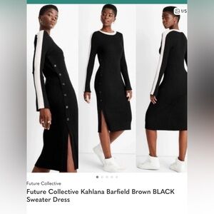 Future Collective Kahlana Barfield Brown BLACK Sweater Dress New With Tagq